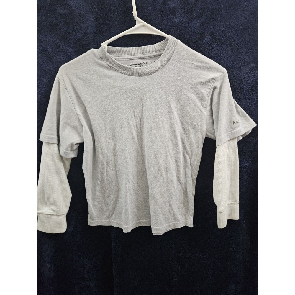 7/8 Abercrombie Kids Boys Long Sleeve T-Shirt 7-8 Light Blue And White